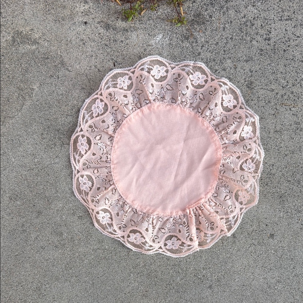 Vintage Peach Pink Circular Lace Doily